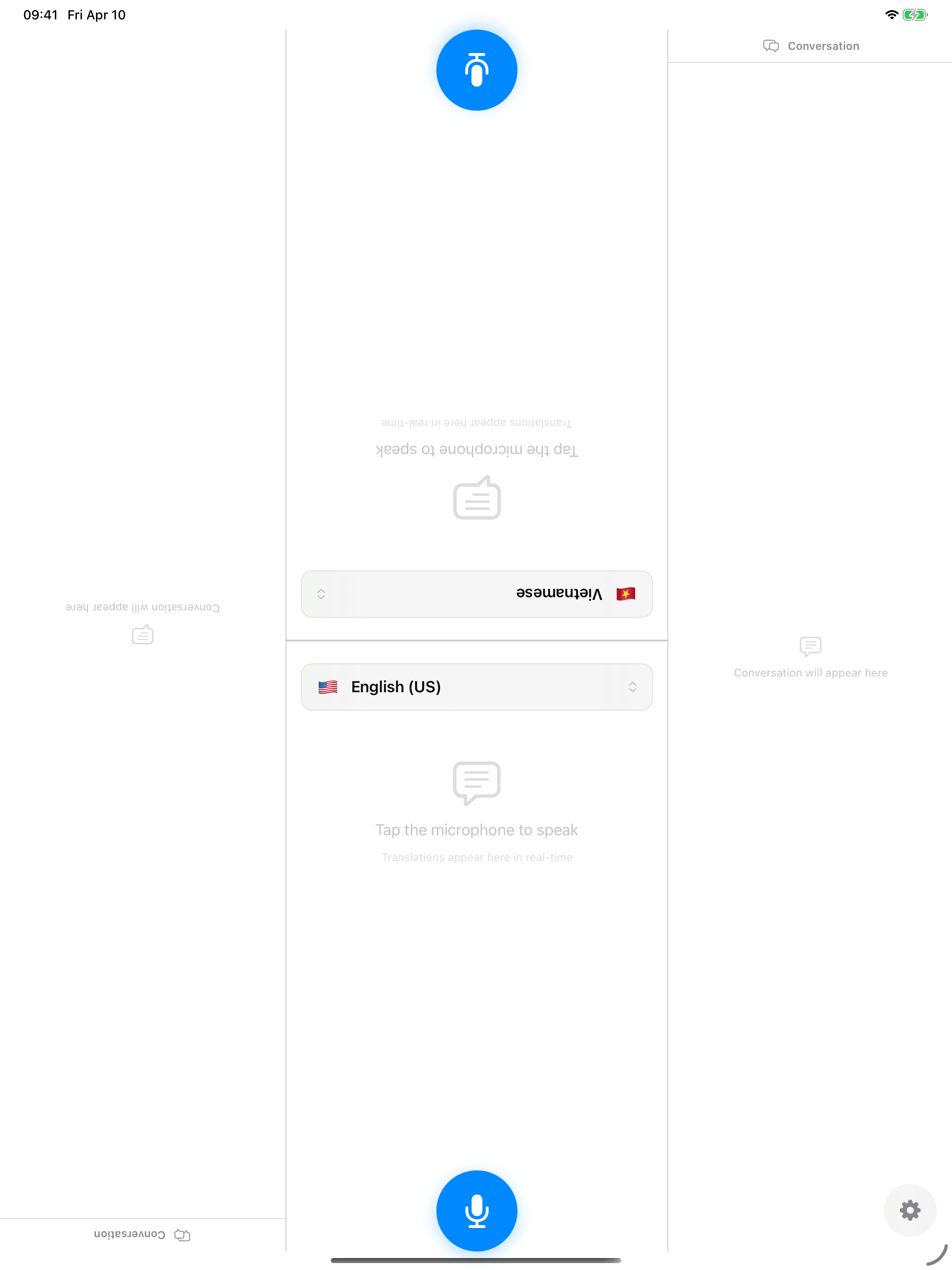 Split Speak iPad light mode